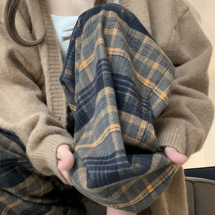 孕妇2025秋冬网红格子裤宽松休闲舒适高腰显瘦孕妈休闲冬装加绒裤