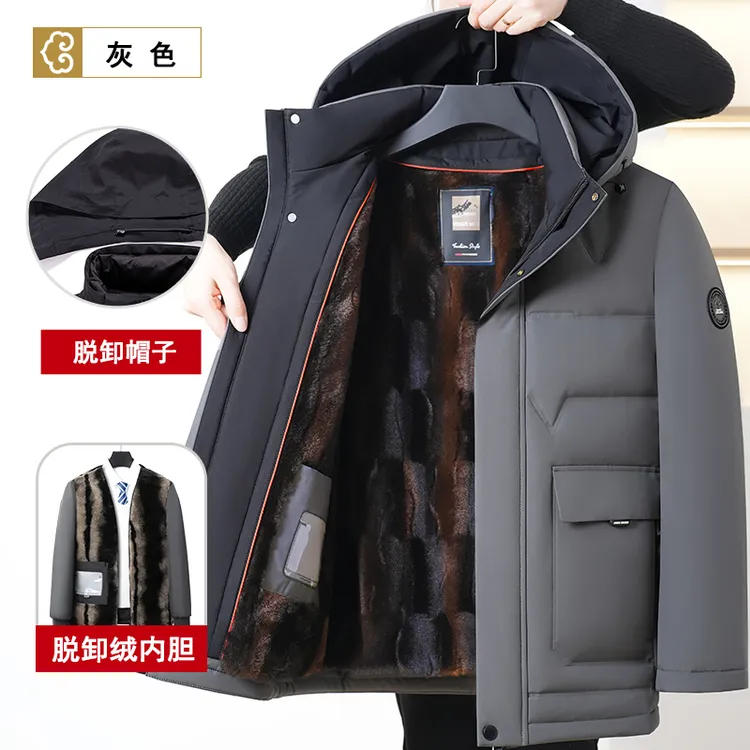 可拆卸内胆/加绒加厚中老年男士爸爸外套冬季休闲短款棉服2419