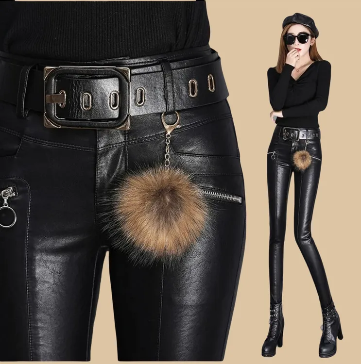 绵羊皮皮裤女真皮高腰加绒紧身小腿裤2025新款秋冬加厚外穿显瘦