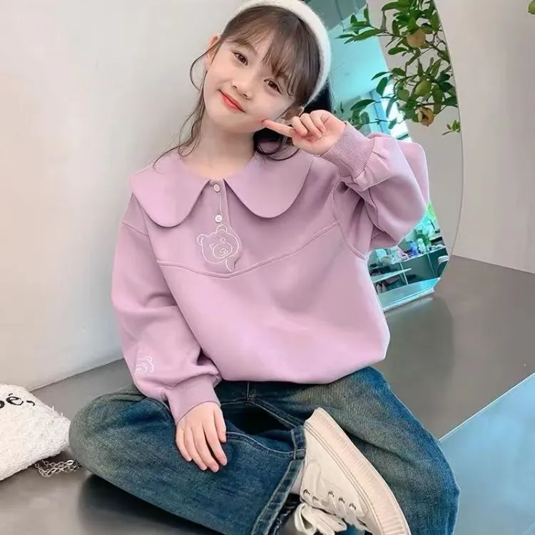 儿童卫衣春冬款2023新款洋气女孩秋冬加绒上衣儿童学院秋装衣服