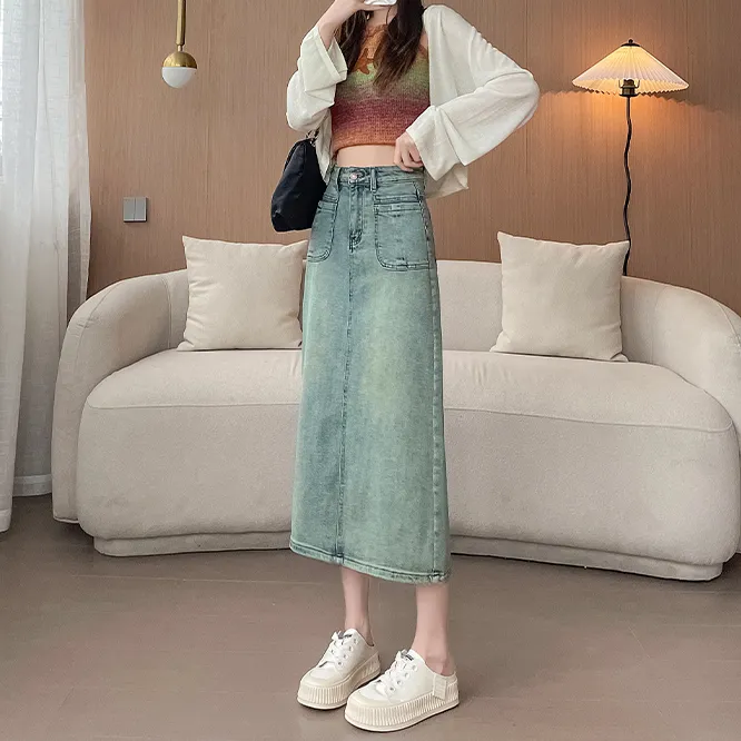 牛仔半身裙中长款2025年春装女新款设计感开叉包臀裙韩版高腰百搭