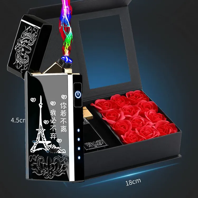 【520情人节礼物】男士高档耐用双电弧充电打火机便携点火器定制潮