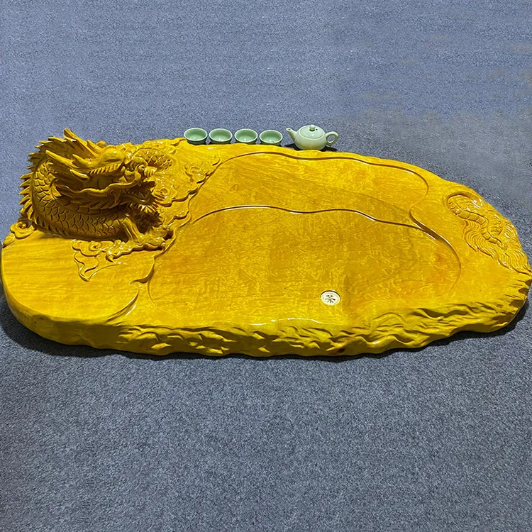 实木大号龙茶盘非洲金丝楠木排水式茶台精致立体手工雕刻原木