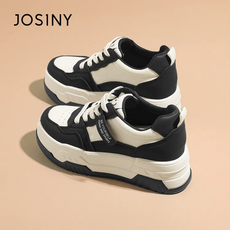 卓诗尼爆款时尚板鞋女2025夏季新款百搭厚底内增高运动休闲板鞋