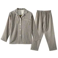 【菠萝有品】男款纯棉会呼吸加密双层纱长袖长裤花妍家居服透气排汗