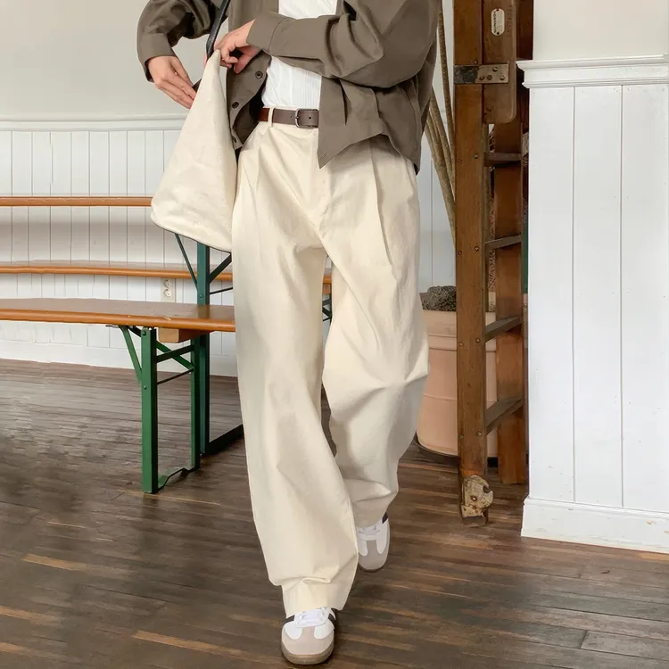 纯色直筒休闲裤男士薄款日系简约百搭垂感工装裤阔腿长宽松直筒