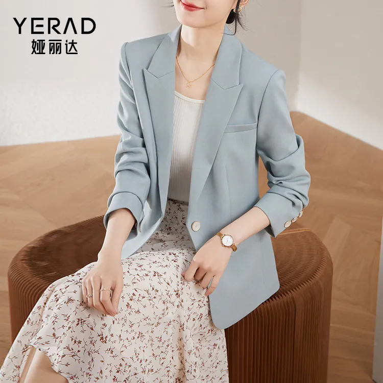 娅丽达通勤西服外套女2025春季高级感气质春秋长袖显瘦职业小西装