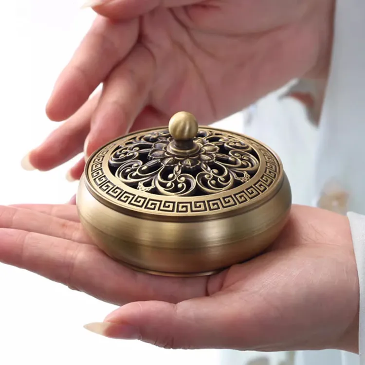 古典沉香炉纯铜盘香炉香插香座摆件高端艾灸焚香炉仿古禅意茶道