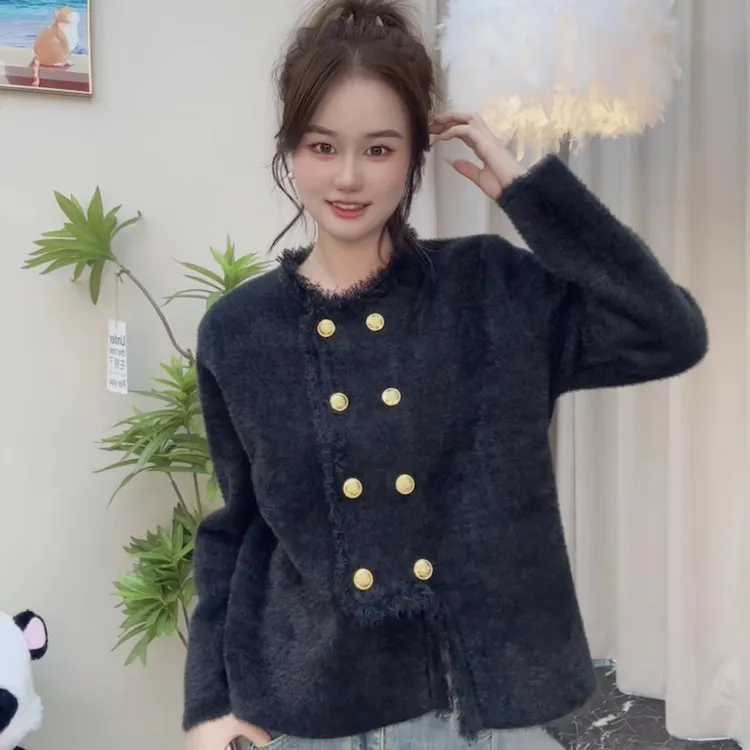 <696>流苏百搭慵懒宽松毛衣开衫小众百搭外套秋季韩版小香风