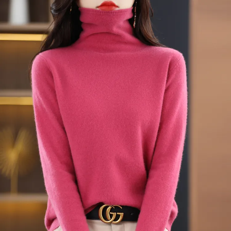【一线成衣】100%纯羊毛衫女堆堆领内搭打底衫秋冬时尚百搭保暖毛衣