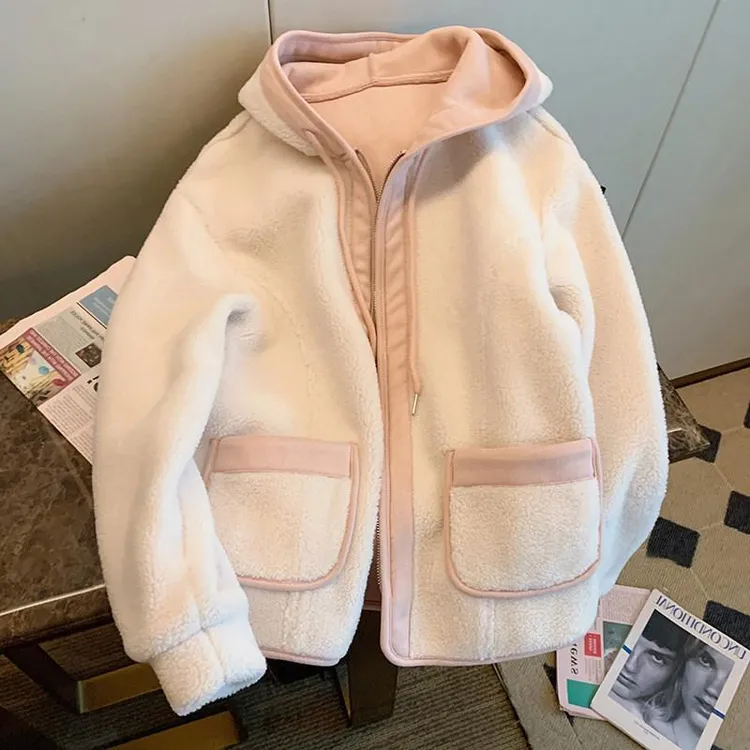 女童外套加绒连帽衣服中大童秋冬季奶fufu儿童保暖宽松高级感外套