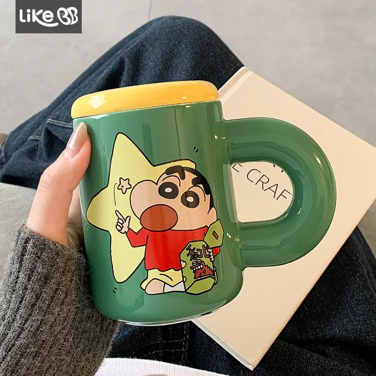 LikeBB蜡笔小新马克杯女生高颜值带盖陶瓷杯新款办公可爱情侣杯子