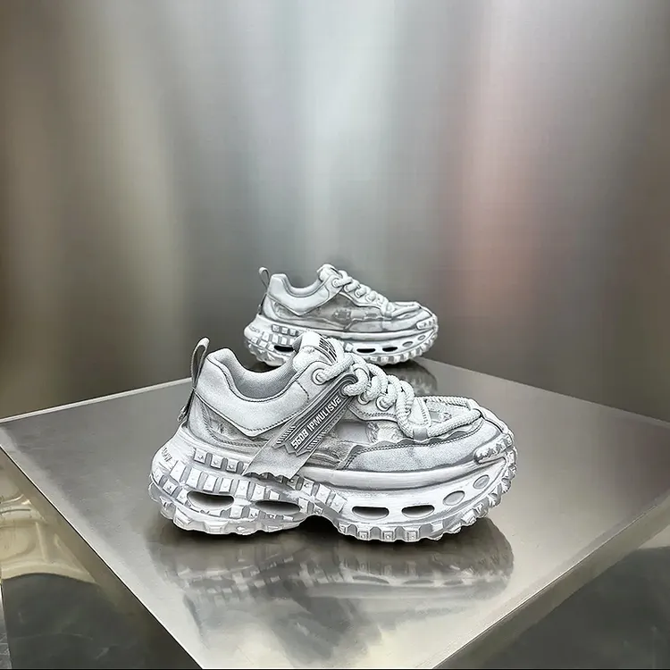 男鞋夏季2025新款厚底老爹鞋轻质透气休闲鞋时尚百搭潮流小白鞋男