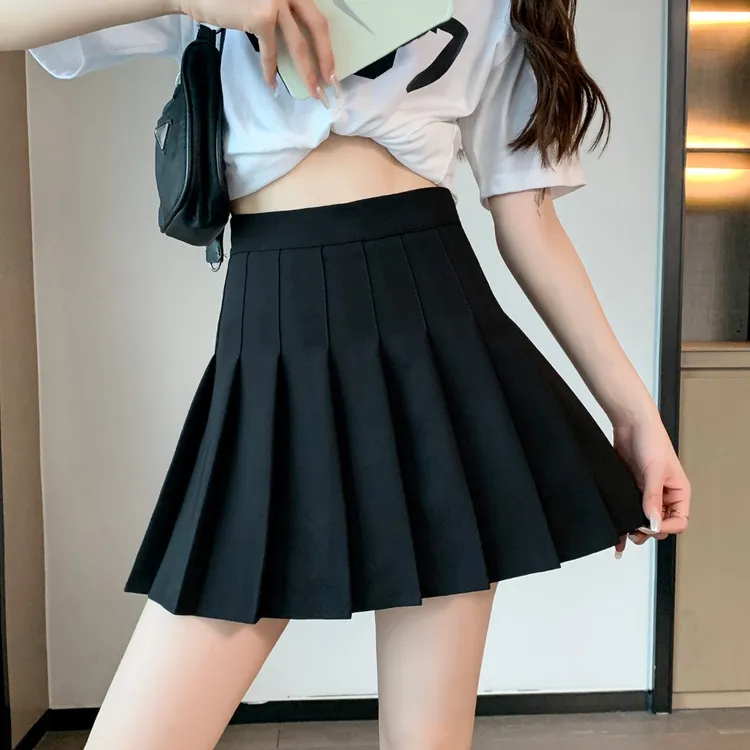 【大懒Studios】2025新款女四季款纯色高腰裙子显瘦半身裙百褶裙