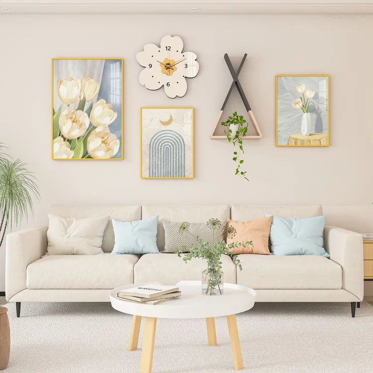 组合画 沙发背景 影视墙 餐厅 走廊通用款 奶油风 油画风简约风