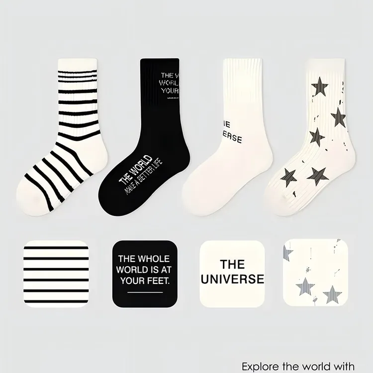 【主播推荐】2025星星条纹中筒袜秋季潮袜儿童中筒袜舒适透气不闷脚