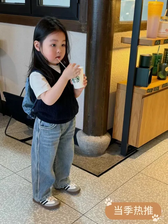 儿童牛仔裤春秋2025新款女童时尚洋气百搭毛边裤子男童个性牛仔裤