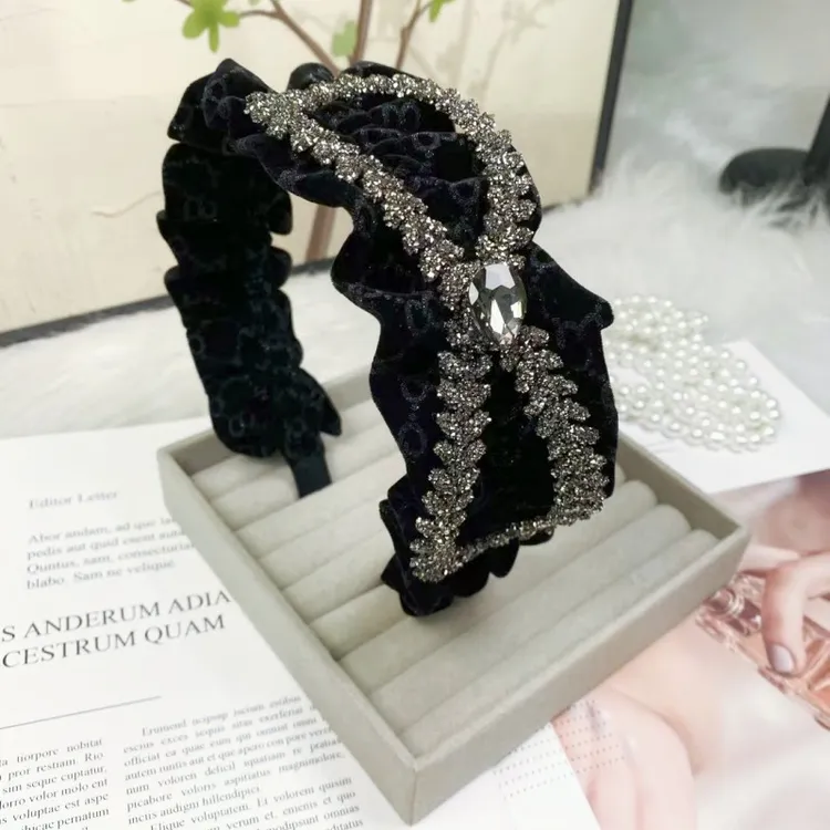 精品丝绒水钻蝴蝶结发箍女2023年新款宽边高颅顶压发头箍洗脸发卡