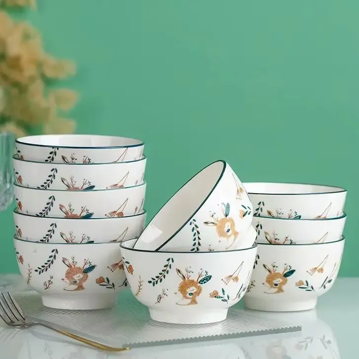 陶瓷饭碗家用新款网红小碗沙拉碗日式可爱吃面碗宿舍学生用餐具