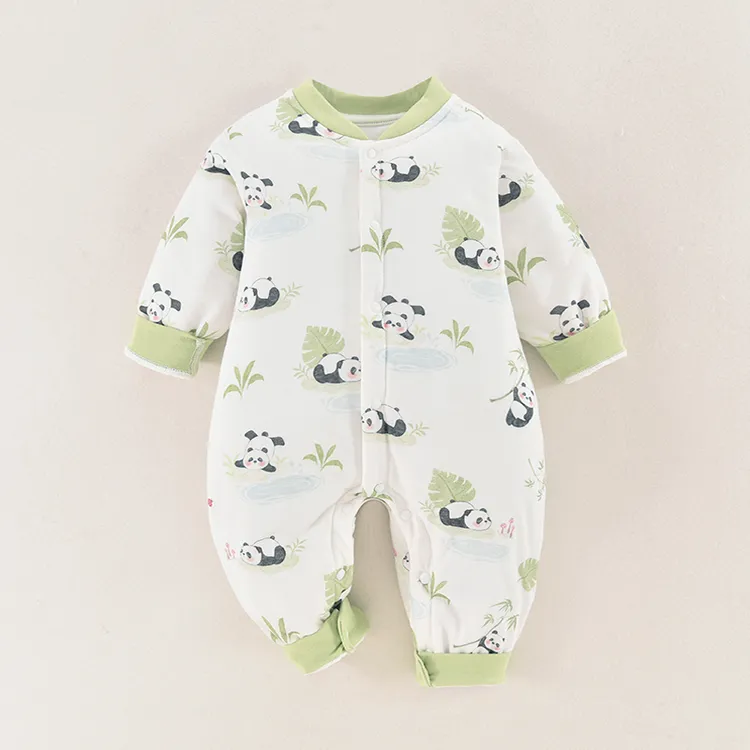 婴儿秋装外出服春秋宝宝秋季衣服纯棉新生儿夹棉连体衣秋冬薄棉衣