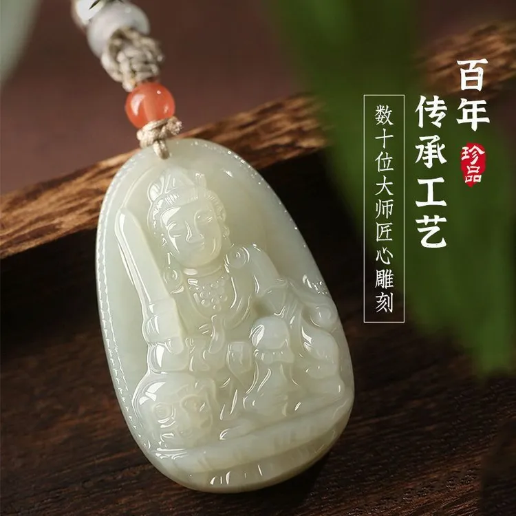 天然正品和田玉生大号普贤菩萨玉坠十二生肖守护神男士女款手工女