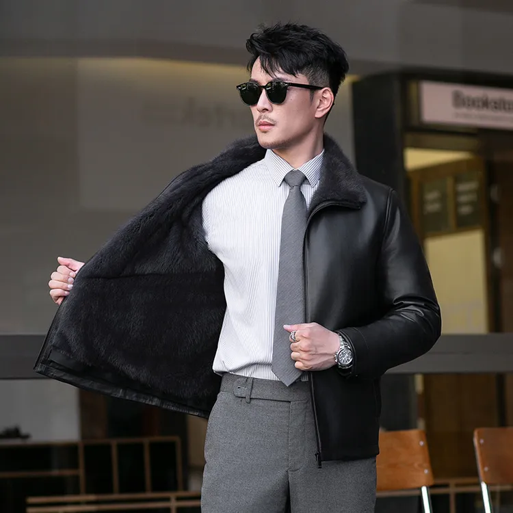 Louis Fordea/路易弗狄男士高档皮衣百搭冬季夹克男皮大衣外套