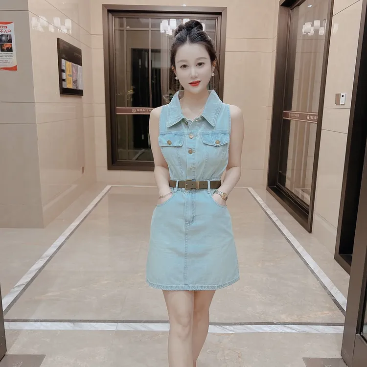 女装连衣裙夏季牛仔小个子连衣裙2024新款爆款减龄显瘦短款高腰女