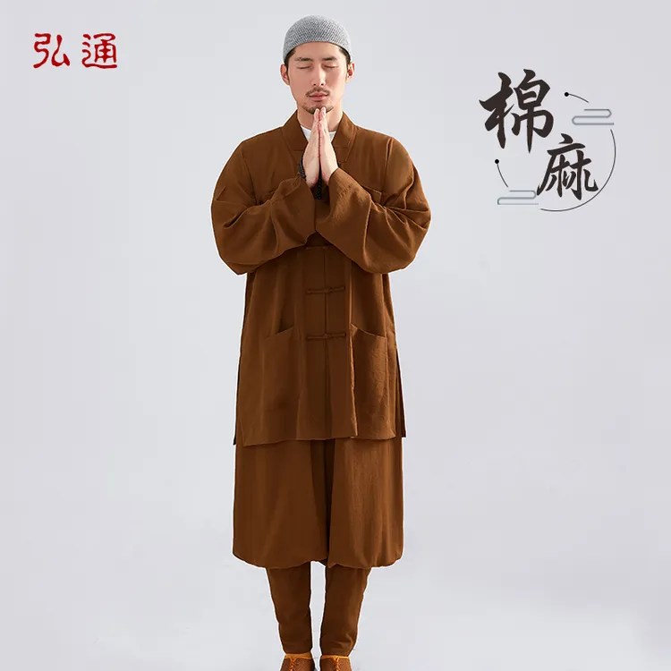 自然麻短褂免绑腿套装