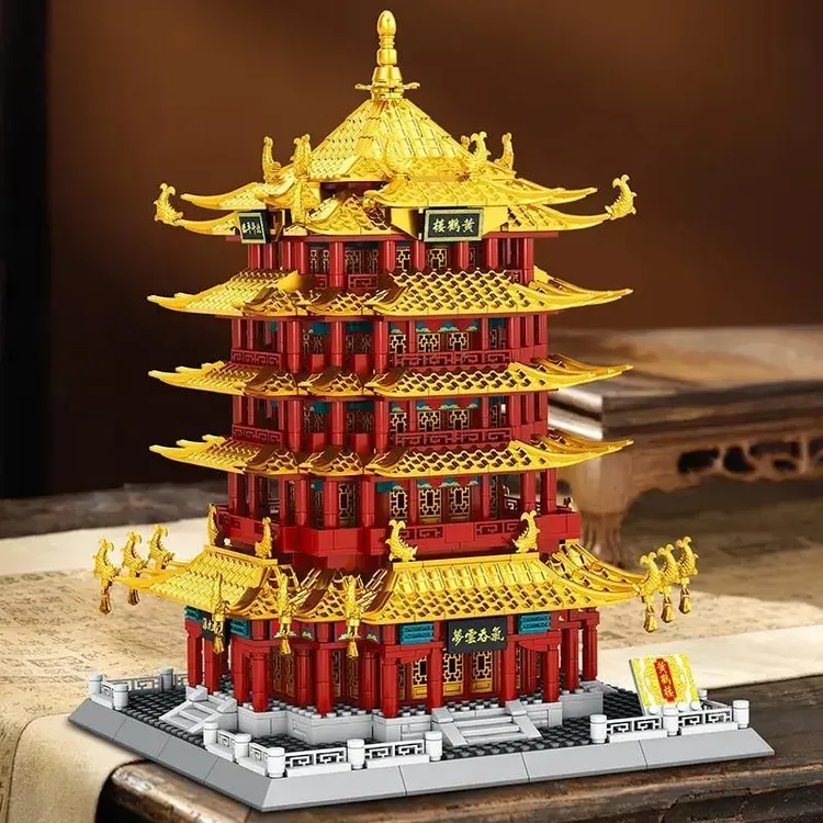 明迪中国名楼古风建筑拼装积木滕王阁益智中国风街景颗粒摆件男生