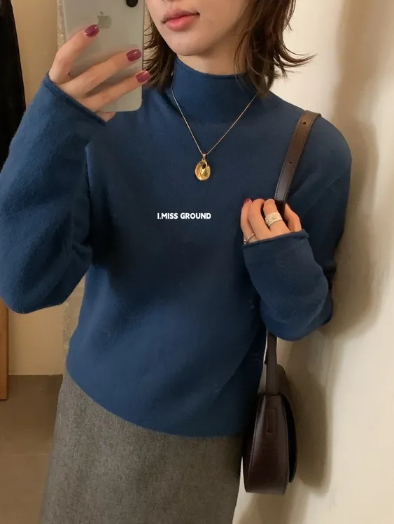 软糯半高领毛衣长袖针织衫秋冬百搭显瘦打底衫内搭上衣