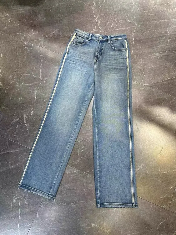 瑞儿高端阔腿牛仔裤女2024新款高腰垂感直筒宽松浅色加