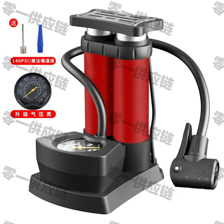 高压打气筒电动车脚踏充气泵自行车三轮车汽车篮球双缸便携打气泵