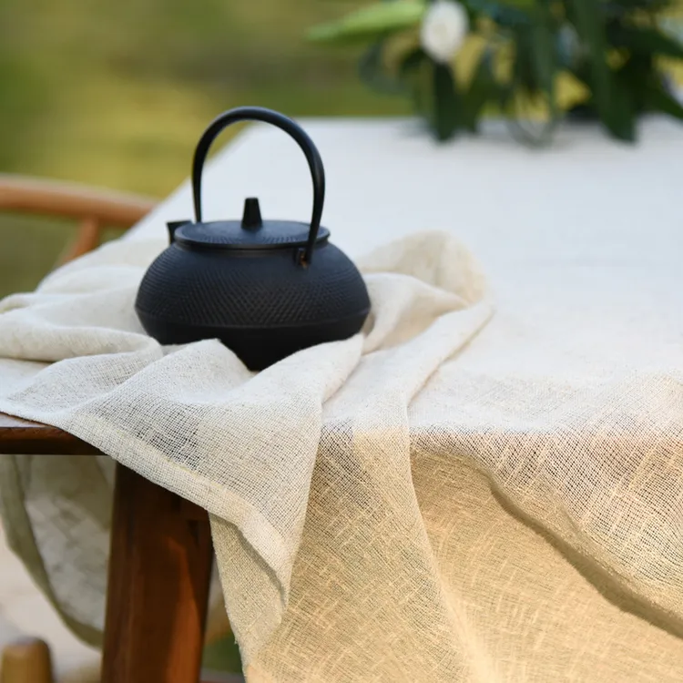 古典棉麻纯亚麻餐桌布 中式日系茶桌禅意素色台布艺茶道茶艺表演