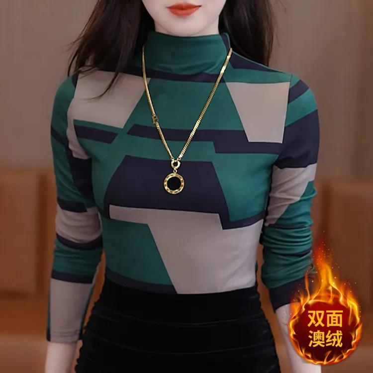 半高领打底衫女士内搭秋冬2025新款妈妈长袖t恤小衫加绒加厚上衣