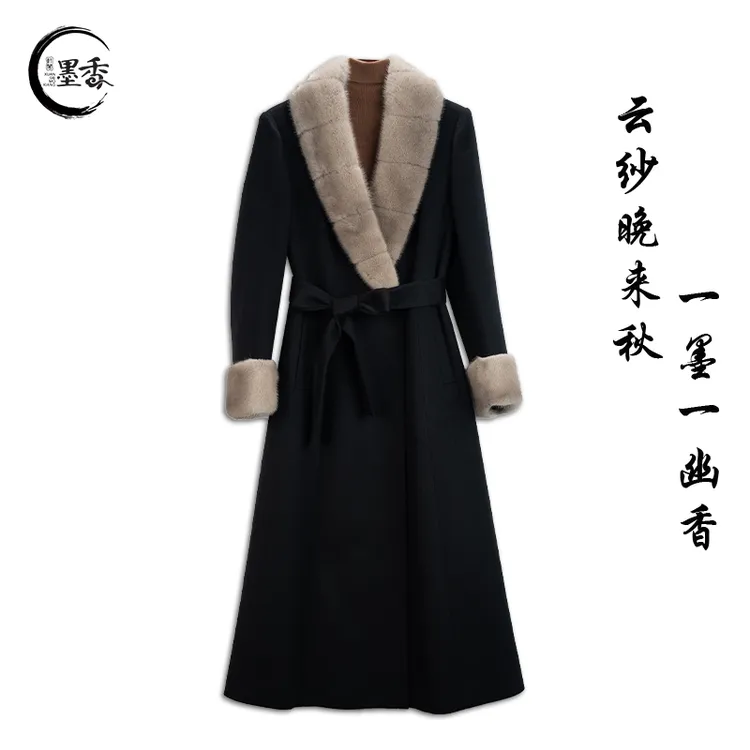 XuanGeMoXiang/轩阁墨香【容华】气质设计时尚羊绒双面大衣 MX33540
