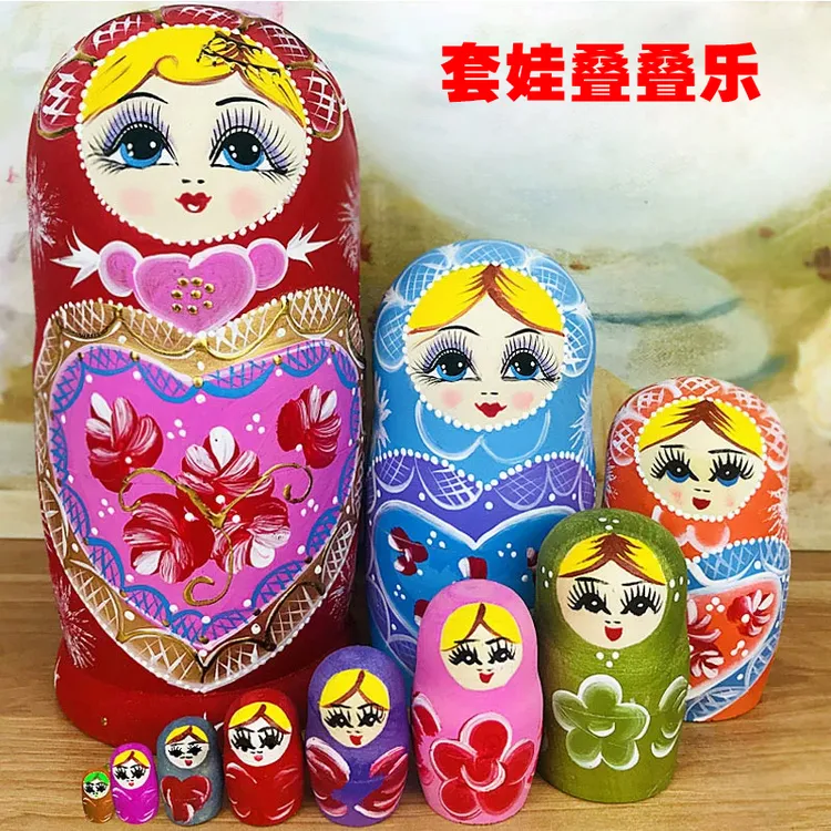 卡通套娃俄罗斯套娃十层正宗大套娃五层生日礼物儿童玩具工艺品