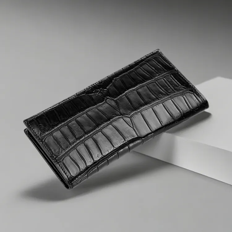鳄鱼皮钱包真皮短款西装钱夹高档商务男士多卡位多功能长款钱包