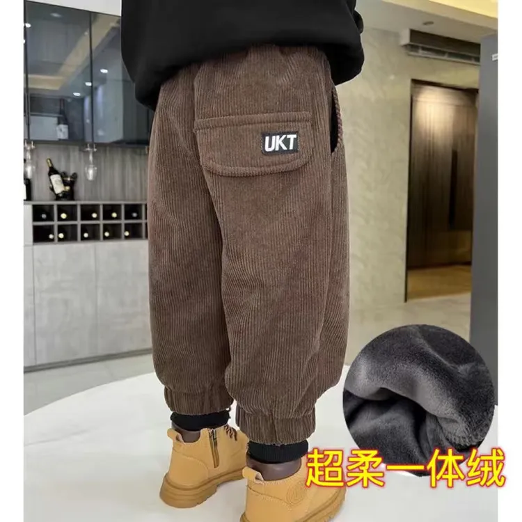 男童裤子冬款保暖儿童休闲裤宝宝外穿灯芯绒牛仔裤长裤工装裤