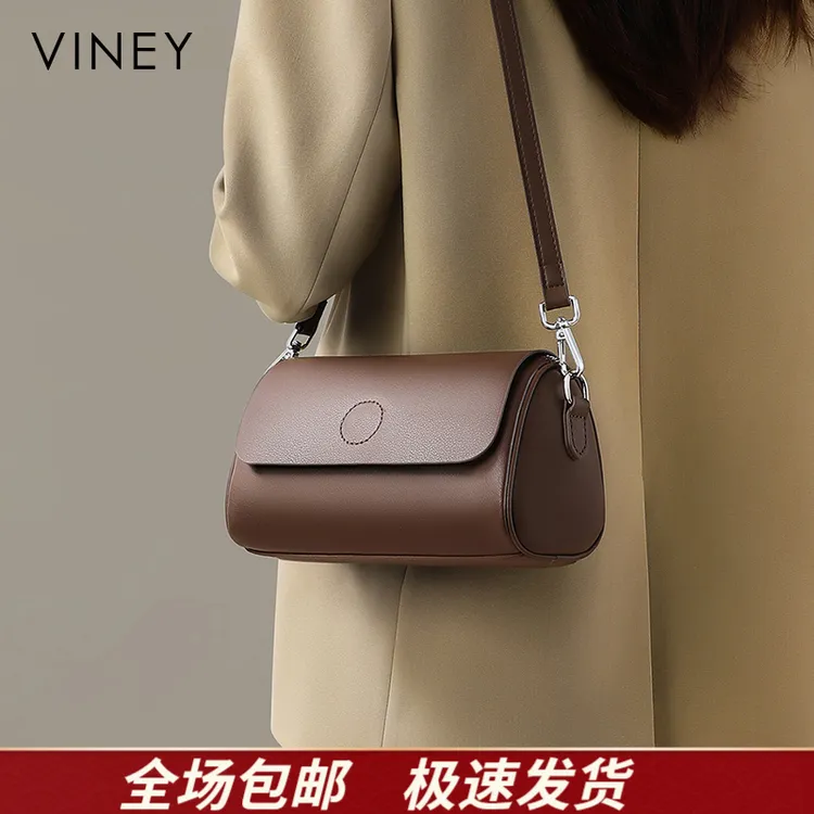 Viney真皮包包女包斜挎复古气质单肩枕头包生日礼物送女友送老婆