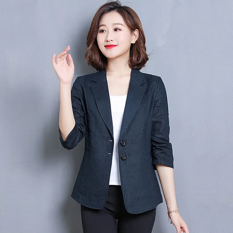 大码韩版夏季外套女春夏装绿色薄款休闲短款秋季薄外套女款西装小