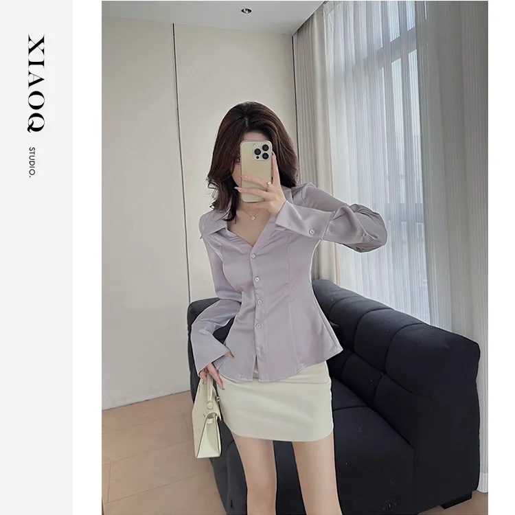 【小Q家】5821法式气质高级感收腰衬衫T