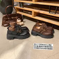 【sheii苏茵茵】6cm~金扣缩纹马皮加绒粗跟乐福鞋女小皮鞋E4408320