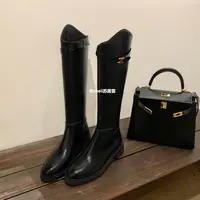 【sheii苏茵茵】整骨级~圆头斜口凯旋门粗跟骑士靴女长靴E3407182