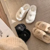 【sheii苏茵茵】十月雪~保暖十字架厚底增高一字带毛毛拖鞋E4311305