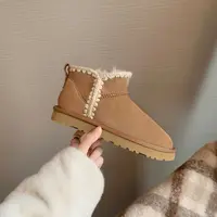 【sheii苏茵茵】雪雾岛屿~手缝线加绒平底短靴女雪地棉靴E24G032A