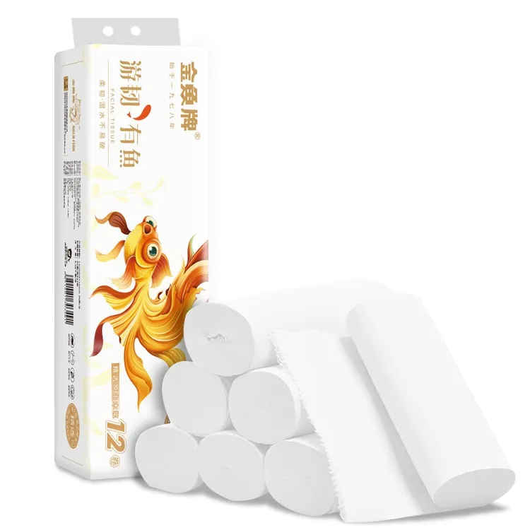 金鱼牌国潮系列超韧无芯小卷纸加厚4层 家用卫生纸 90g*12卷/提