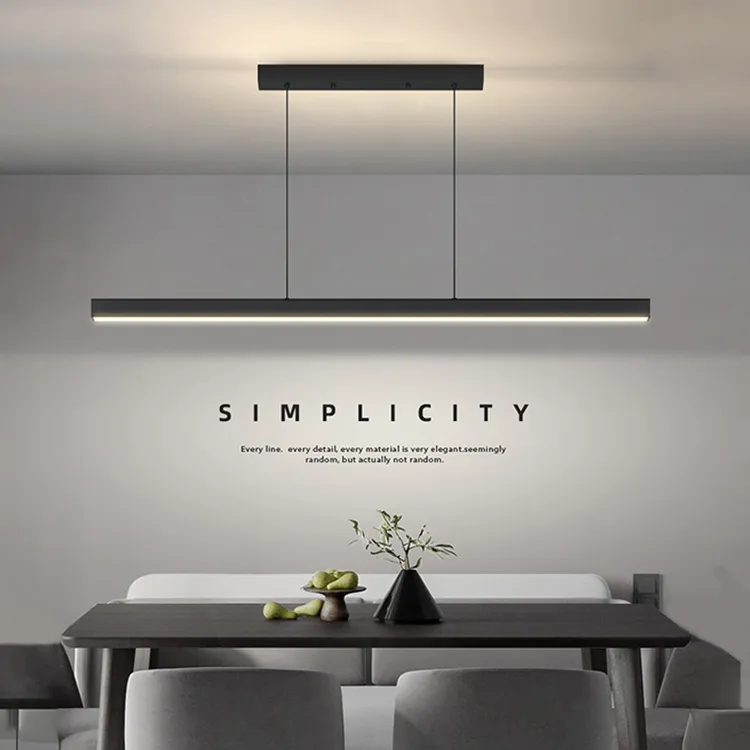 极简一字餐厅吊灯现代简约吧台餐桌led轻奢无主灯北欧茶室办公室3