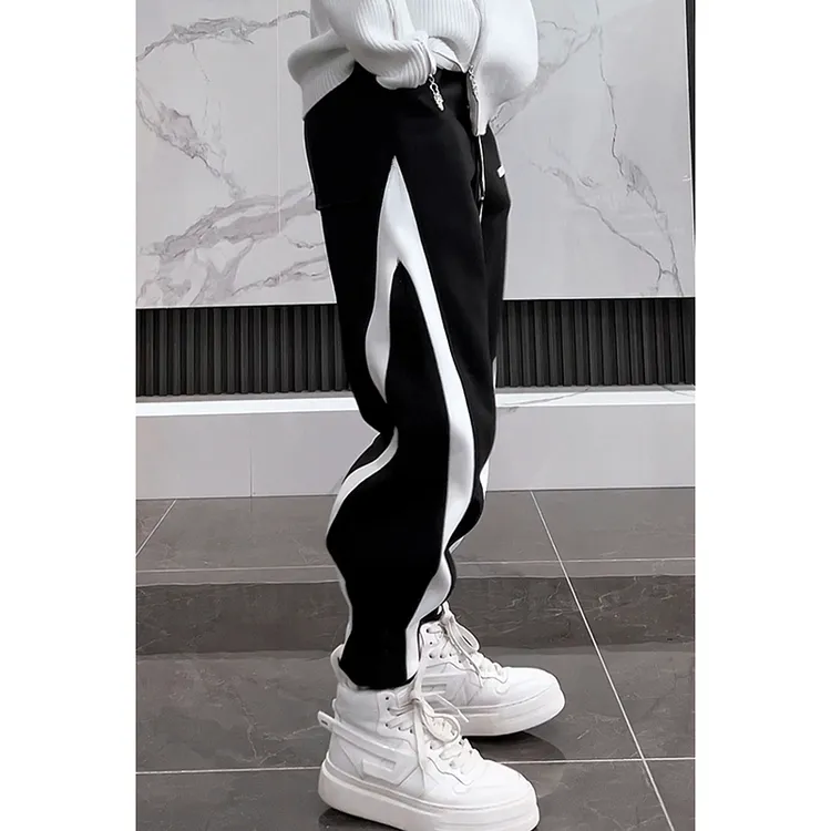 秋冬季新款时尚哈伦裤男脚口排扣束脚卫裤加厚高街休闲裤潮流帅气