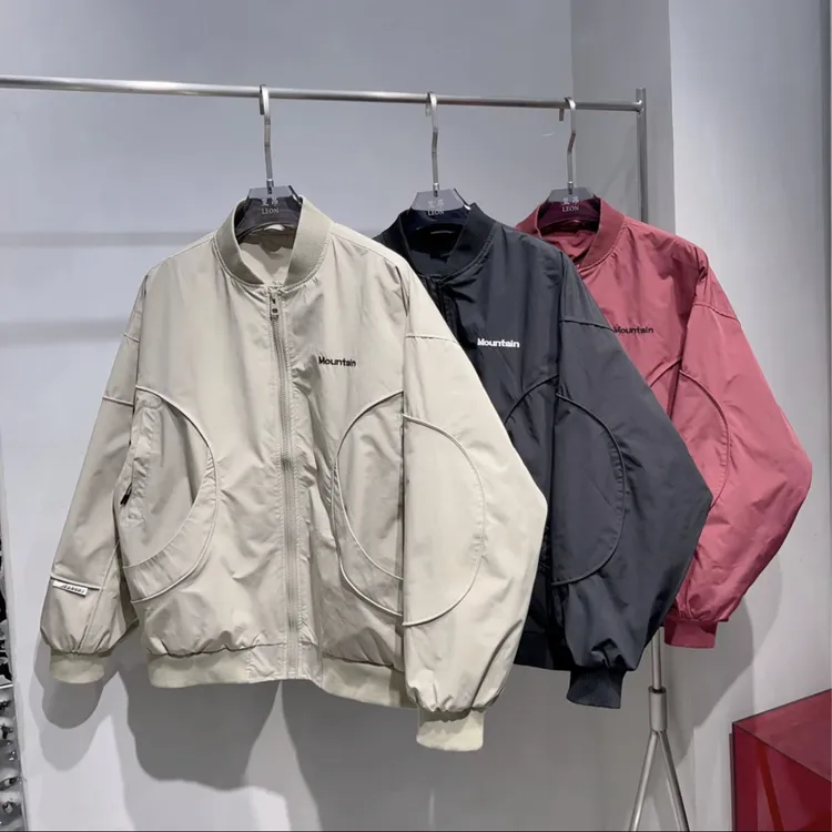 日系廓形落肩棒球领外套男秋季休闲工装字母蝙蝠袖飞行服夹克男装