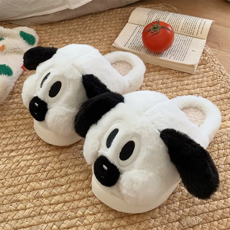 情侣ins丑萌卡通冬季新款家用毛毛鞋保暖软底可爱小狗棉拖鞋棉鞋
